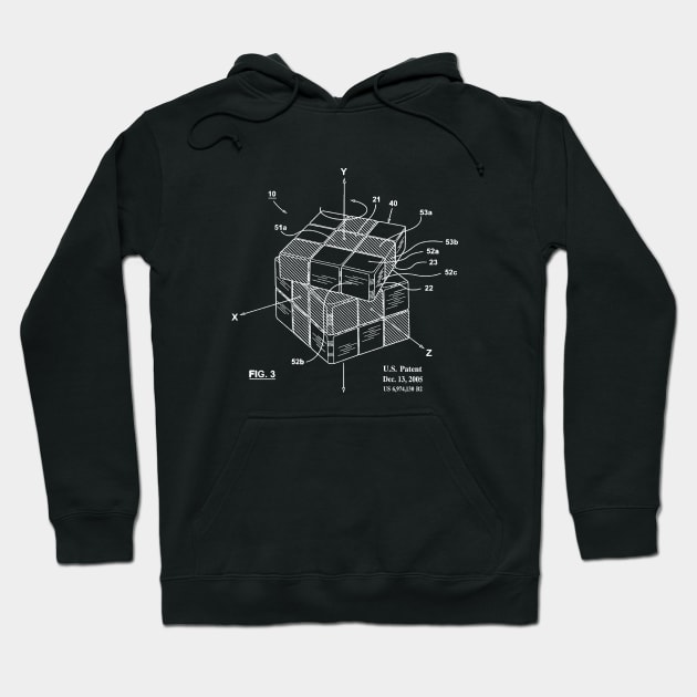 Rubiks Cube Puzzle Game Patent Print Hoodie by MadebyDesign